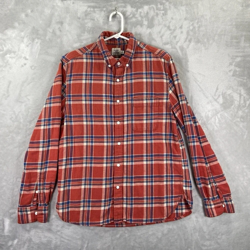 Flint and Tinder Shirt Mens Small Flannel Button Down Huckberry Plaid Cotton